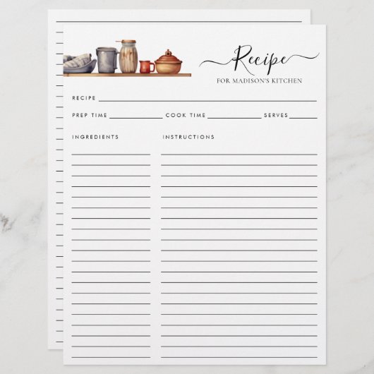 Chique Waterverf Keukenplank Potten Gebruiksmiddel (Voorkant / Achterkant)