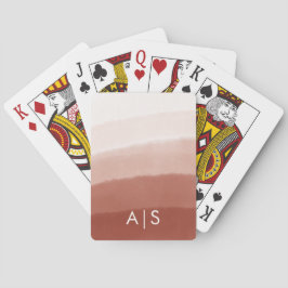 Chique waterverf koper roest ombre met monogram pokerkaarten