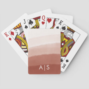 Chique waterverf koper roest ombre met monogram pokerkaarten
