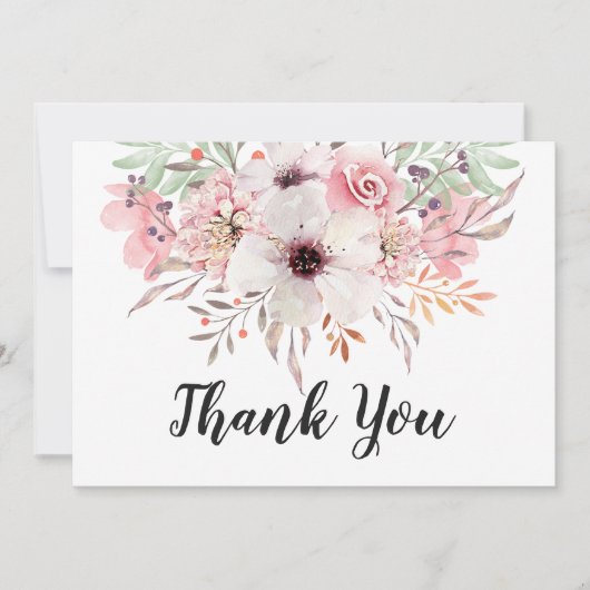 Chique waterverf landelijke bloemen bedankkaart (Voorkant)