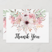 Chique waterverf landelijke bloemen bedankkaart (Voorkant / Achterkant)