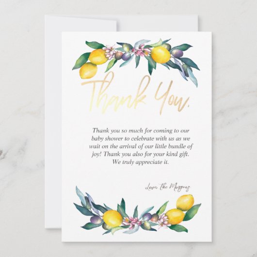 Chique Waterverf Lemons Olijven Bedankkaart