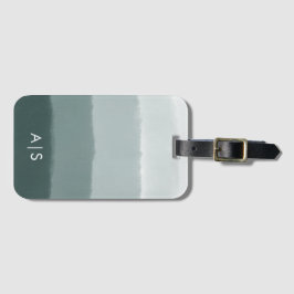 Chique waterverf limoengrijze sparren ombre met mo bagagelabel