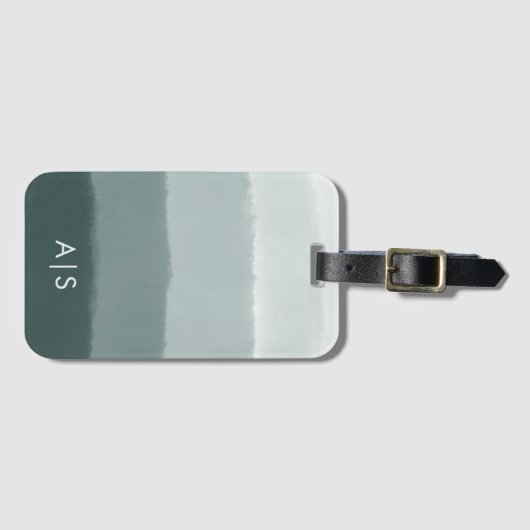 Chique waterverf limoengrijze sparren ombre met mo bagagelabel (Voorkant (horizontaal))