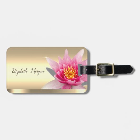 Chique Waterverf Lotus Flower Gold Bagagelabel (Voorkant horizontaal)
