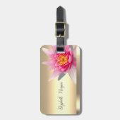 Chique Waterverf Lotus Flower Gold Bagagelabel (Voorkant verticaal)