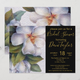 Chique Waterverf Magnolia gouden tekst Vrijgezelle Kaart