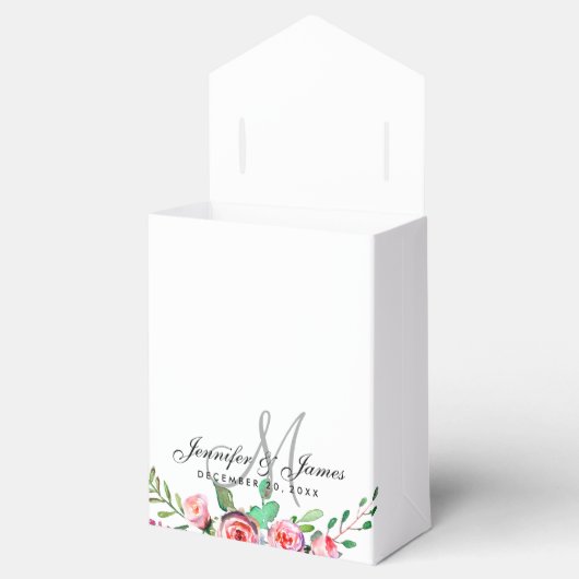 Chique Waterverf Monogram Bloemen Bruiloft Favor B Bedankdoosjes (Geopend)