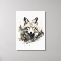Chique Waterverf Neutrale kleuren bosdieren wolf