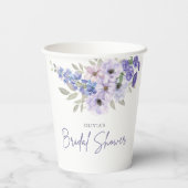 Chique Waterverf Paarse Flower Script Vrijgezellen Papieren Bekers (Achterkant)