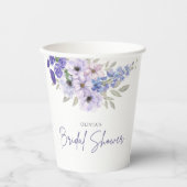 Chique Waterverf Paarse Flower Script Vrijgezellen Papieren Bekers (Voorkant)