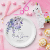 Chique Waterverf Paarse Flower Script Vrijgezellen Papieren Bordje (Feest)