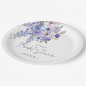 Chique Waterverf Paarse Flower Script Vrijgezellen Papieren Bordje (Gekanteld)