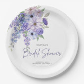 Chique Waterverf Paarse Flower Script Vrijgezellen Papieren Bordje (Voorkant)