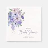 Chique Waterverf Paarse Flower Script Vrijgezellen Servet (Voorkant)