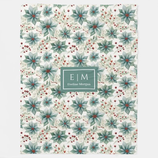 Chique waterverf pastel groen poinsettia minimalis fleece deken (Voorkant)