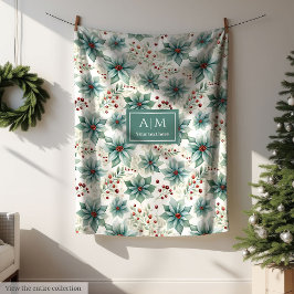 Chique waterverf pastel groen poinsettia minimalis fleece deken