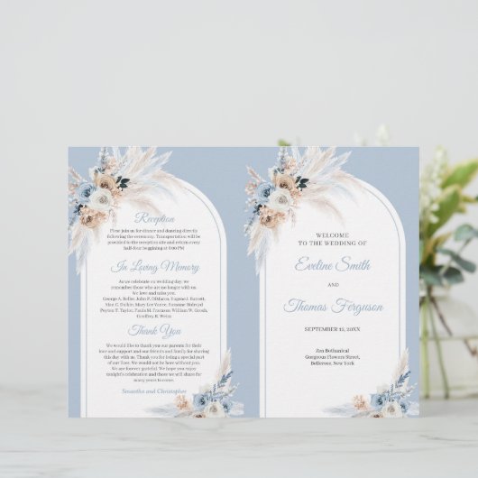 Chique waterverf pastelblauw en ivoor rozen boog (Staand voorkant)