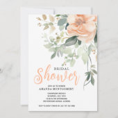 Chique Waterverf Perzik Bloemen Vrijgezellenfeest Kaart (Voorkant)