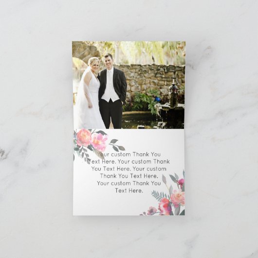 Chique Waterverf Pioen Bloemachtige Trouw Dank Je Bedankkaart (Binnen)