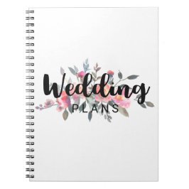 Chique Waterverf Pioen Bloemen Bruiloft Planner Notitieboek