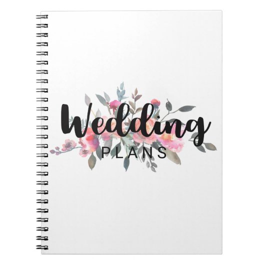 Chique Waterverf Pioen Bloemen Bruiloft Planner Notitieboek (Voorkant)