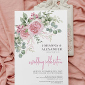 Chique Waterverf Pioen Elegantie Bruiloft Uitnodig Kaart