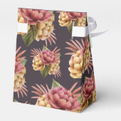 Chique Waterverf Pioenen Bloemen op Paarse Bruin Bedankdoosjes (Achterkant)