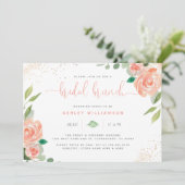 Chique Waterverf pioenen en eucalyptus bruids brun Kaart (Staand voorkant)