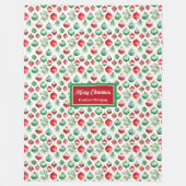 Chique waterverf rode en groene feestelijke vakant fleece deken (Voorkant)