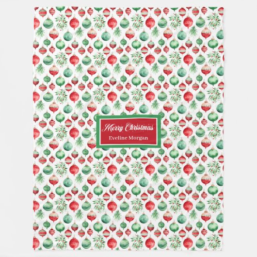 Chique waterverf rode en groene feestelijke vakant fleece deken (Voorkant)