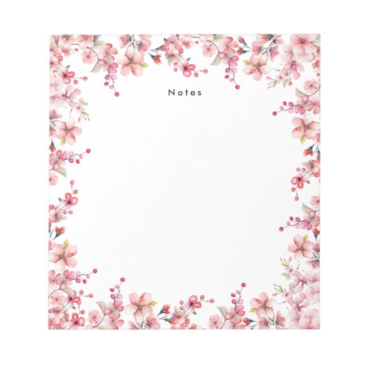 Chique Waterverf rode kersen takken Garland Notitieblok (Voorkant)