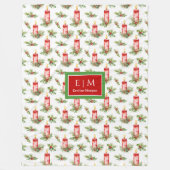 Chique waterverf rode kerstkaarsen gepersonaliseer fleece deken (Voorkant)