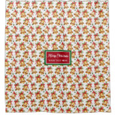 Chique waterverf rood en groen kerstgordijn douchegordijn (Voorkant)