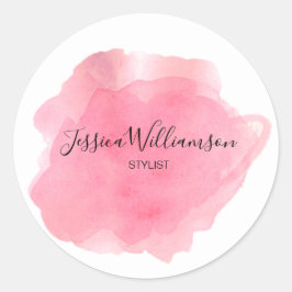 Chique waterverf roze bedrijfsnaam ronde sticker