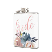 Chique Waterverf Roze Bloem Bruid Huwelijk Heupfles (Links)