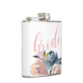 Chique Waterverf Roze Bloem Bruid Huwelijk Heupfles (Rechts)