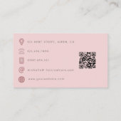 Chique Waterverf Roze Roos QR Code Visitekaartje (Achterkant)