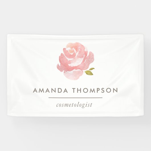 Chique Waterverf Roze Roos Spandoek (Horizontaal)