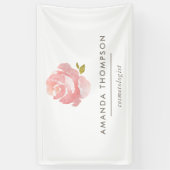 Chique Waterverf Roze Roos Spandoek (Verticaal)