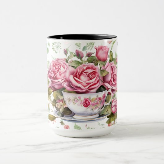 Chique waterverf rozen mok (Midden)