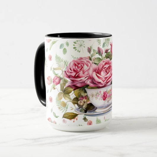 Chique waterverf rozen mok (Voorkant links)