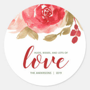 Chique Waterverf Rozen Valentijnsdag Ronde Sticker
