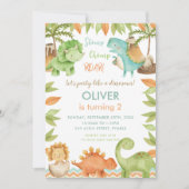 Chique Waterverf Schattige Dinosaurus Jongen Meisj Kaart (Voorkant)