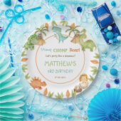 Chique Waterverf Schattige Dinosaurus Verjaardagsf Papieren Bordje (Feest)