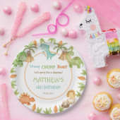 Chique Waterverf Schattige Dinosaurus Verjaardagsf Papieren Bordje (Feest)