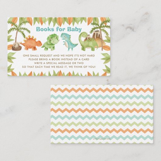 Chique Waterverf Schattigee Dinosaur Boeken voor B Informatiekaartje (Voorkant / Achterkant)