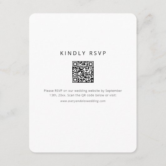 Chique Waterverf Script Winery Details RSVP QR Cod Informatiekaartje (Achterkant)