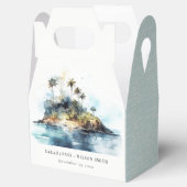 Chique Waterverf Seascape Palm Tree Island bruilof Bedankdoosjes (Geopend)