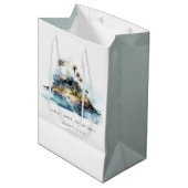 Chique Waterverf Seascape Palm Tree Island bruilof Medium Cadeauzakje (Voorkant Gekanteld)